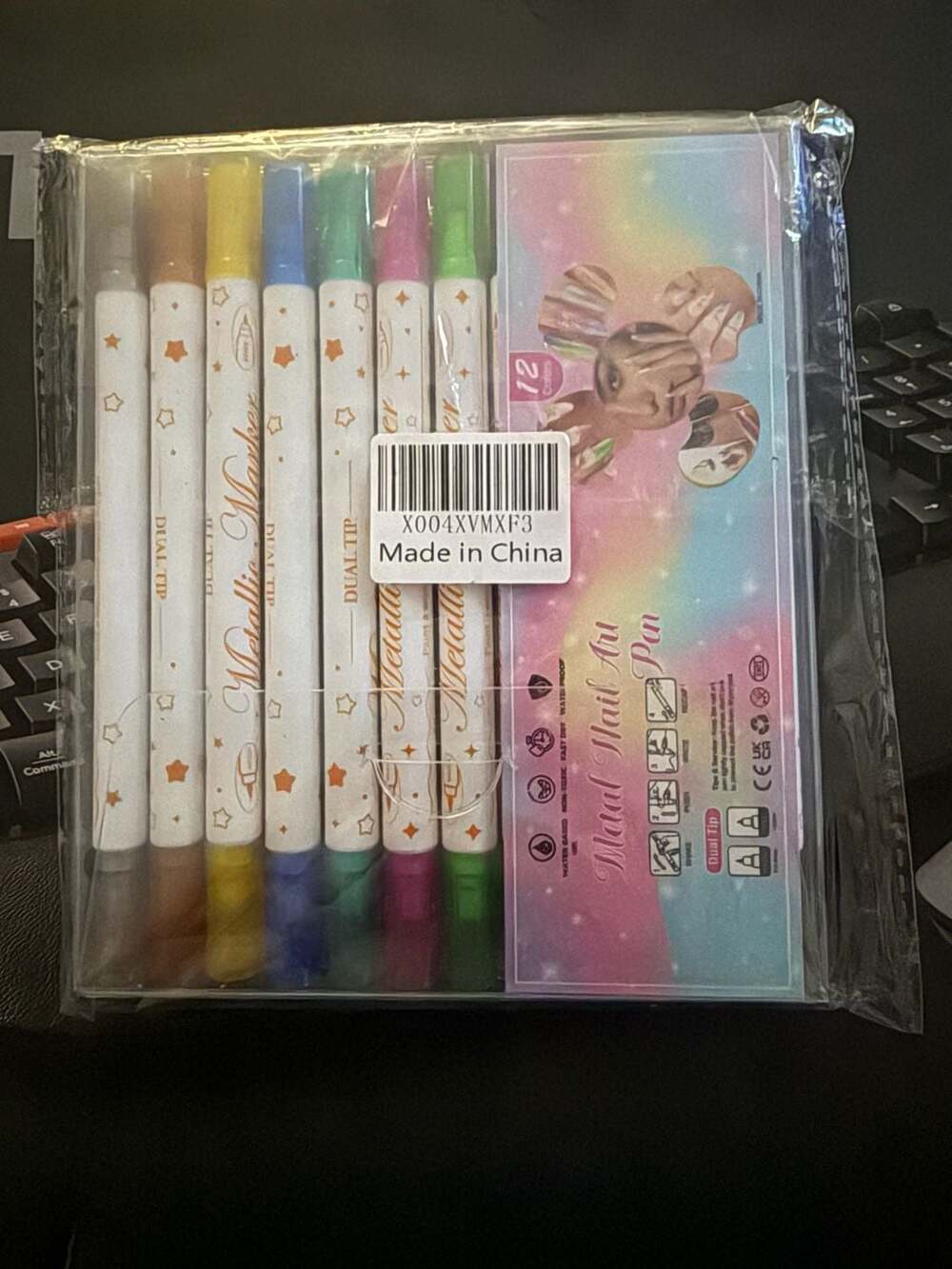 Metal Nail Art Pen Set 12 Colors Dual Tip Metallic Marker Pens